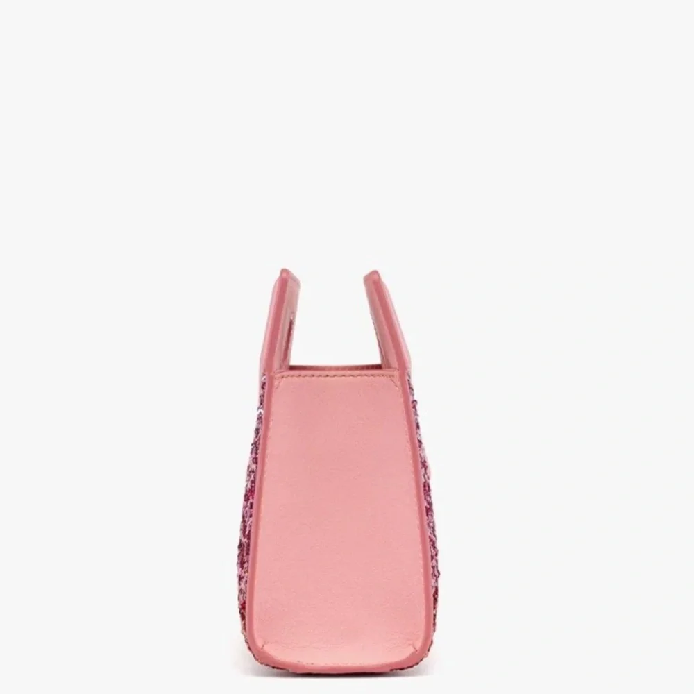 MCM Diamond Tote In Sequin Lamb Leather Pink NWT - Picture 3 of 13